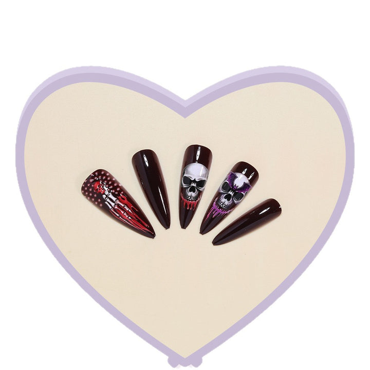 Artistic Gothic Skull Nail Art Tips Kalsten