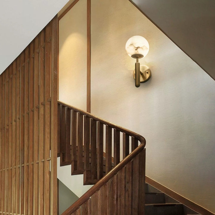 Modern Minimalist Wall Sconce with Marble Accent
