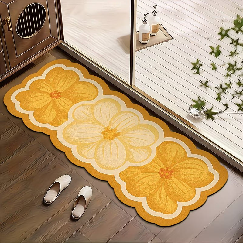 Decorative Floral-Patterned Bath Mat