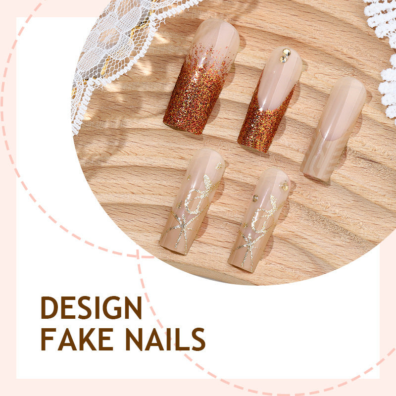 Glamorous artificial nail set with glitter and elegant embellishments Kalsten