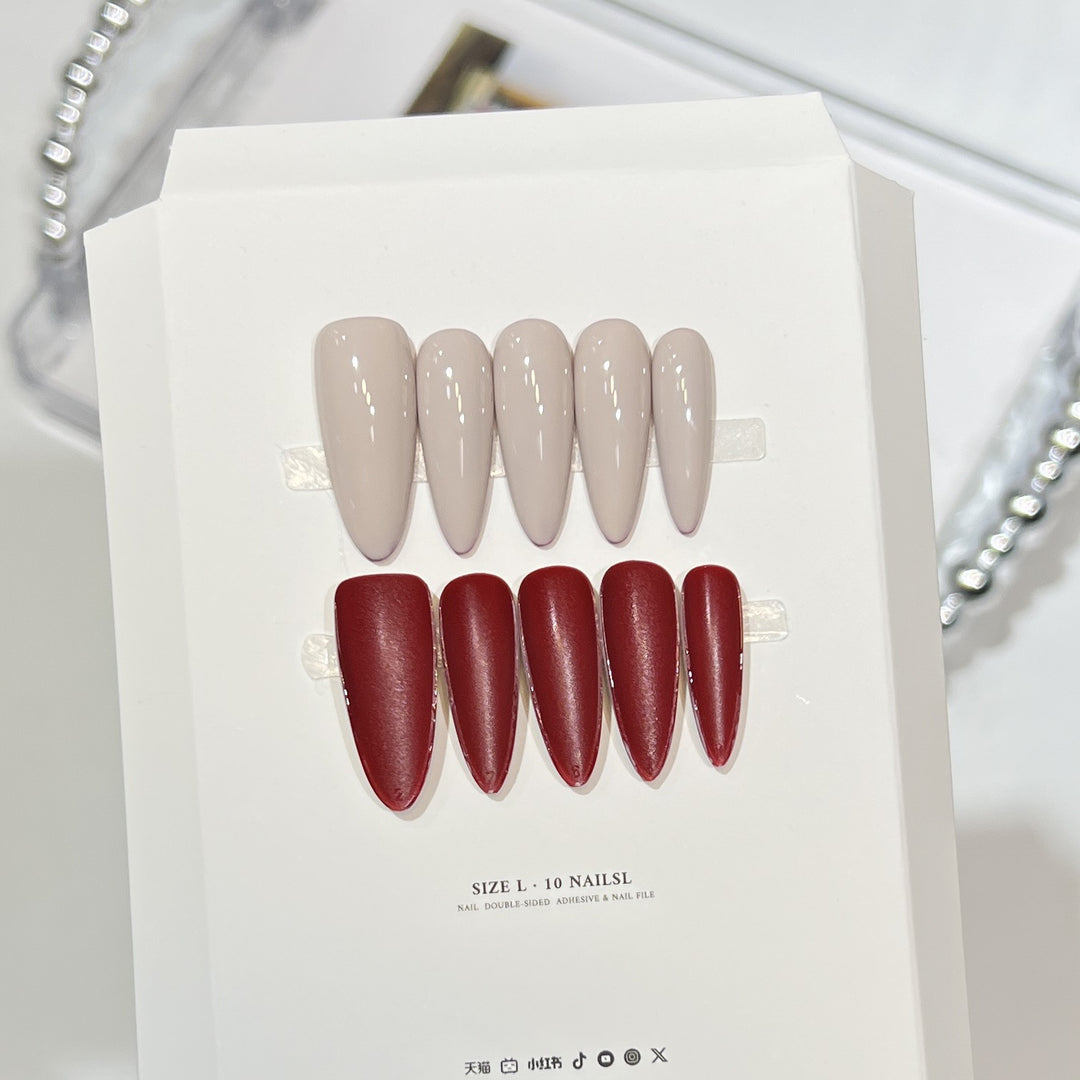 Stiletto Press-On Nail Art Set with Elegant French Tips Kalsten
