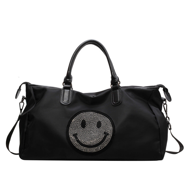 Fashionable Multi-Pocket Smile Print Duffle Bag Kalsten