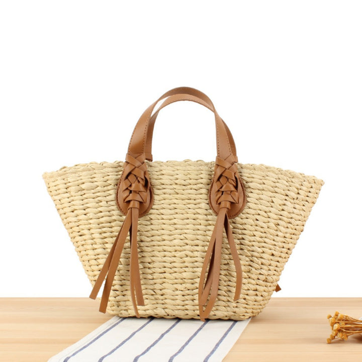 Braided beach bag with leather handles Kalsten