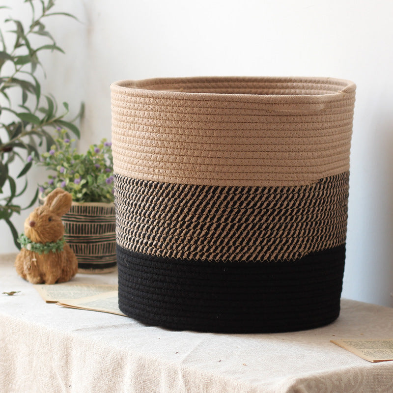Modern storage basket with gray knit pattern Kalsten