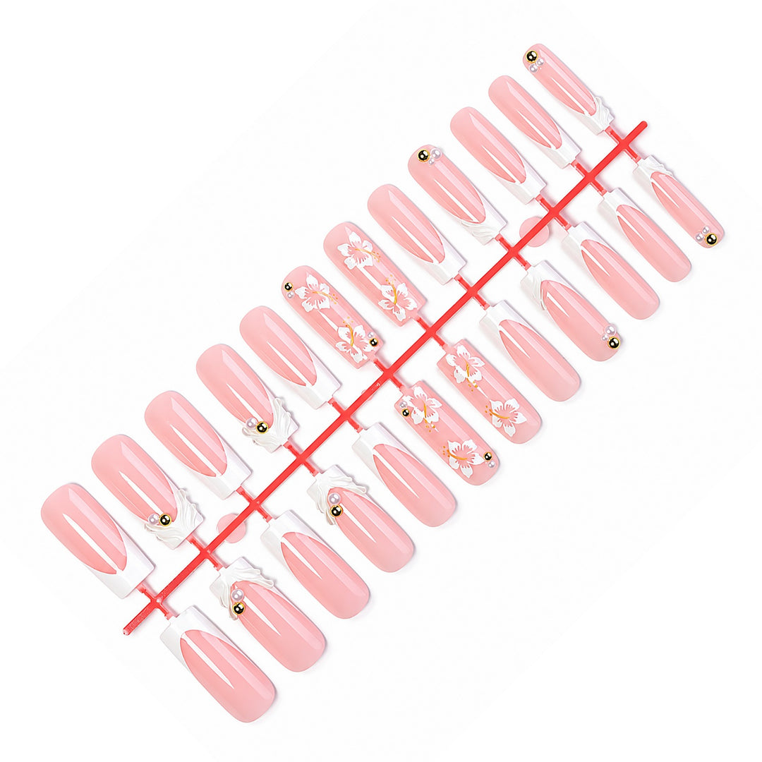 Artificial nail set with artistic flower designs Kalsten
