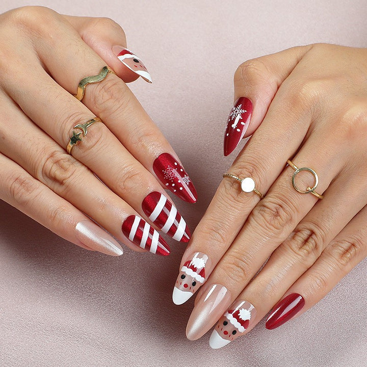 Artificial nail set with festive Christmas design Kalsten