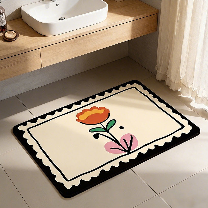 Decorative Floral Print Bath Mat Kalsten