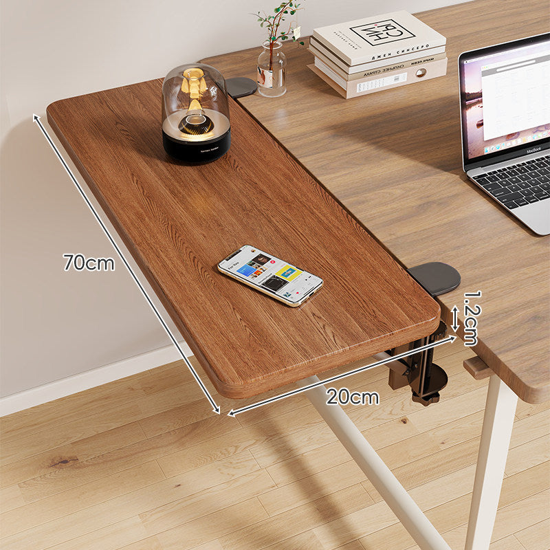 Clamp-On Adjustable Wooden Desk Side Shelf Extension with Foldable Bracket