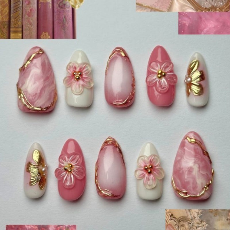 Elegant Marble-Themed Press-On Nail Set Kalsten