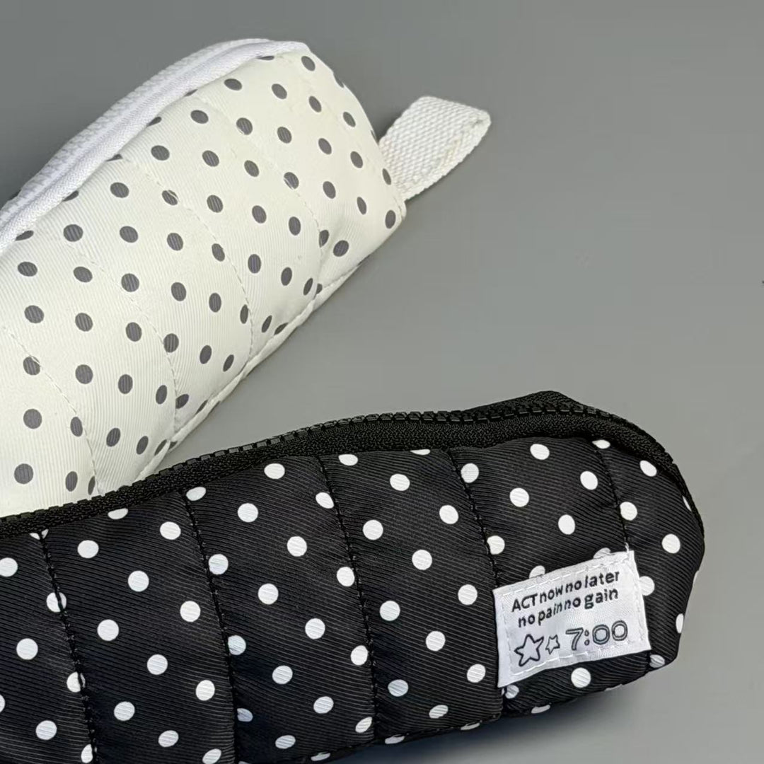 Quilted Dot Print Pencil Case