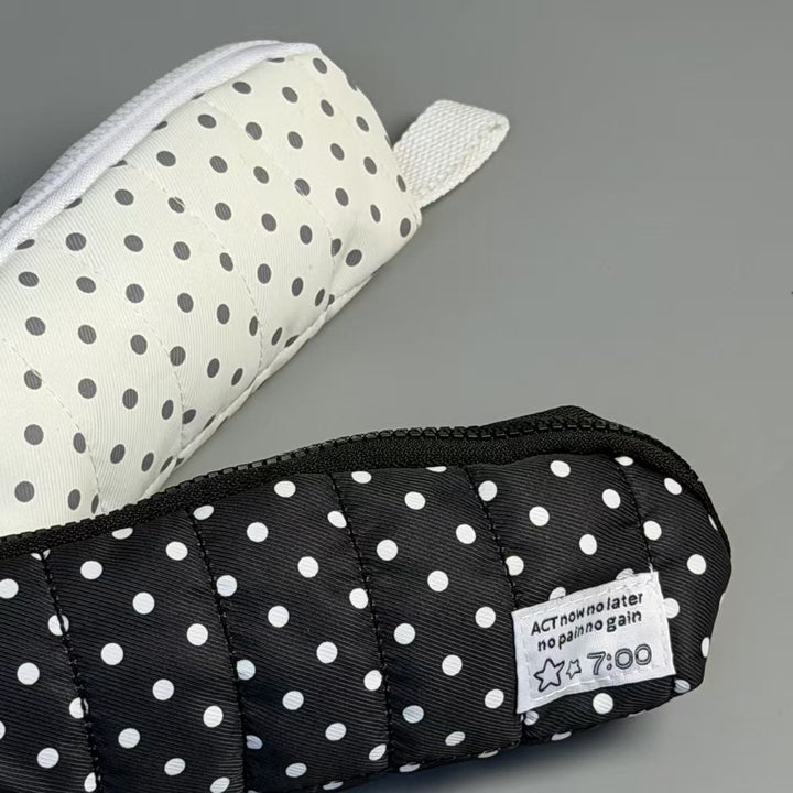 Quilted Dot Print Pencil Case