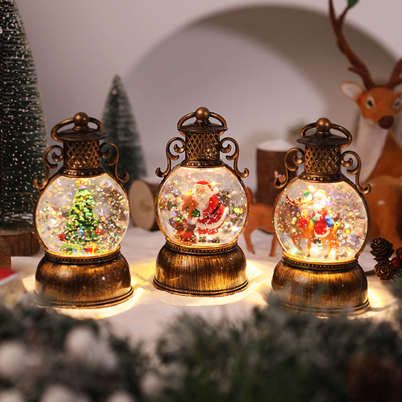 Nostalgic Christmas lantern with movable snowman scene Kalsten