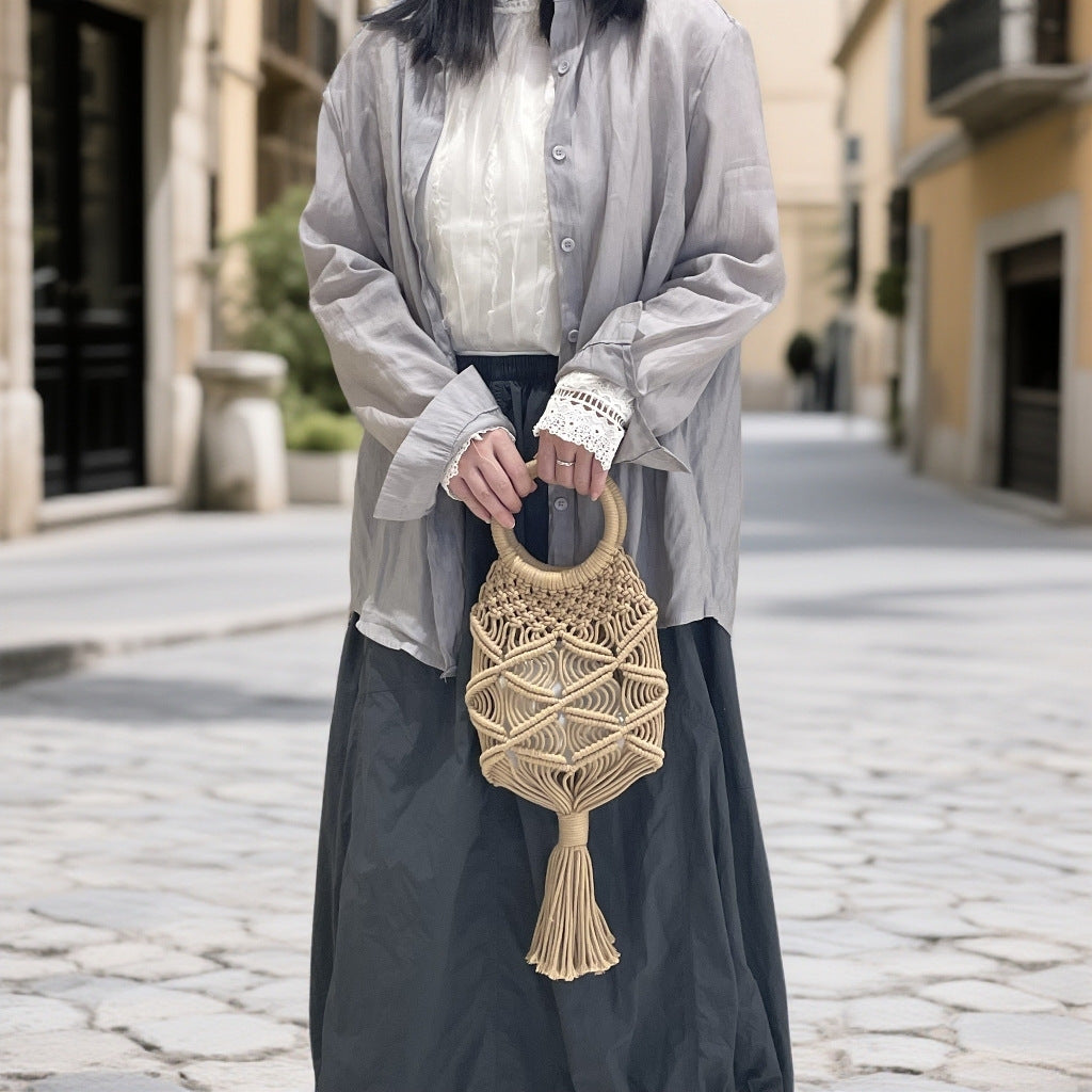 Hand-knotted macramé bag with tassels Kalsten