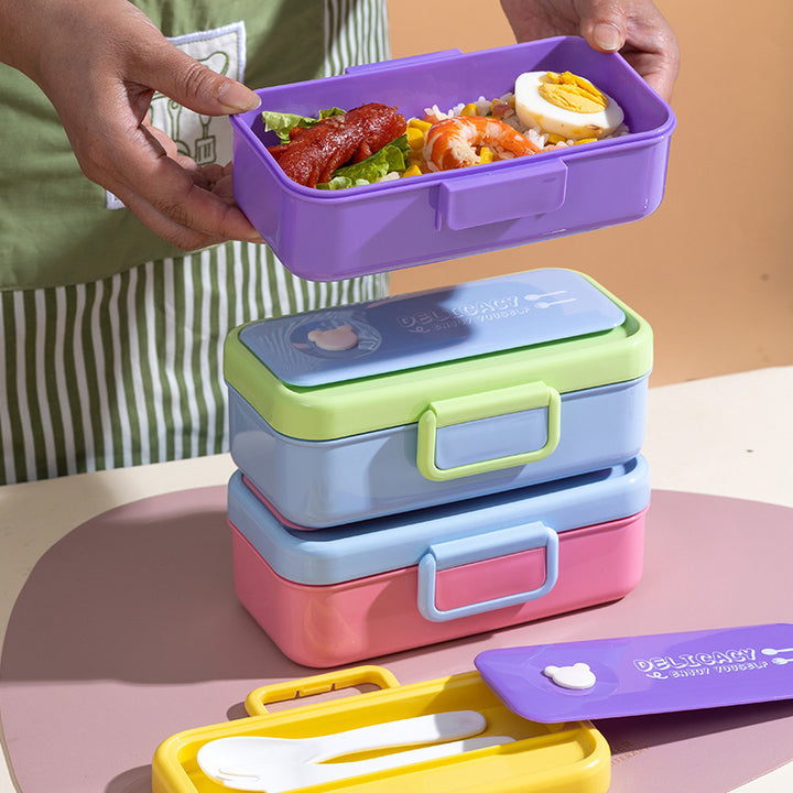 Multi-Layered Bento Lunch Box with Secure Closure