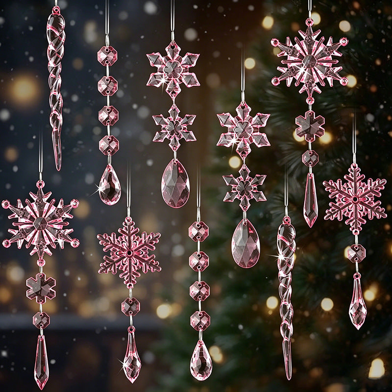 Crystal Snowflake Ornaments Set