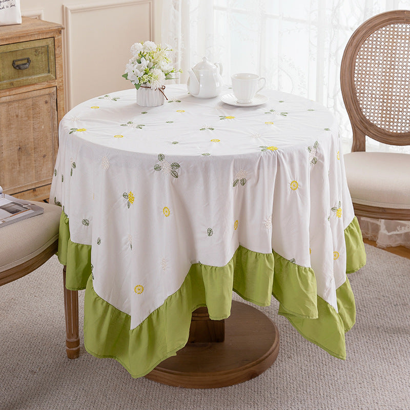 Embroidered Floral Design Table Cover