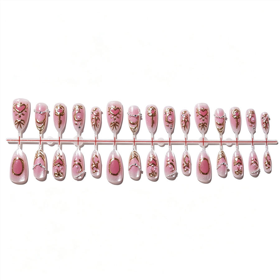 Decorative Press-On Nail Set with Floral Accents Kalsten