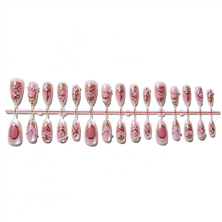 Decorative Press-On Nail Set with Floral Accents Kalsten