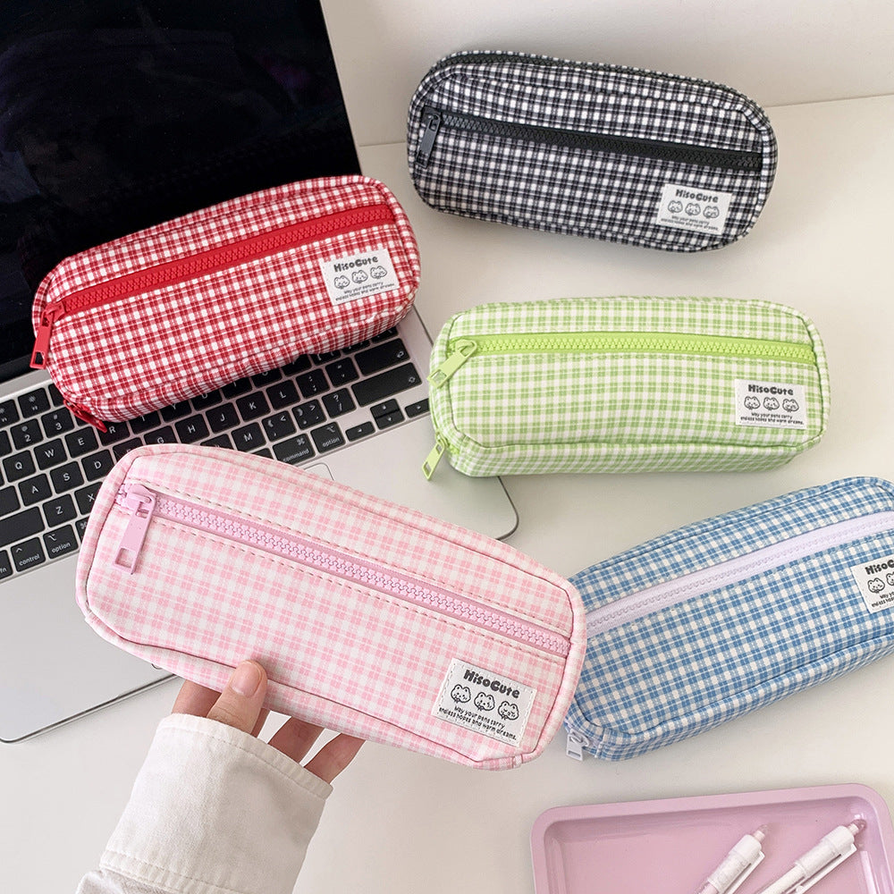 Stylish Gingham Checkered Pencil Case Kalsten