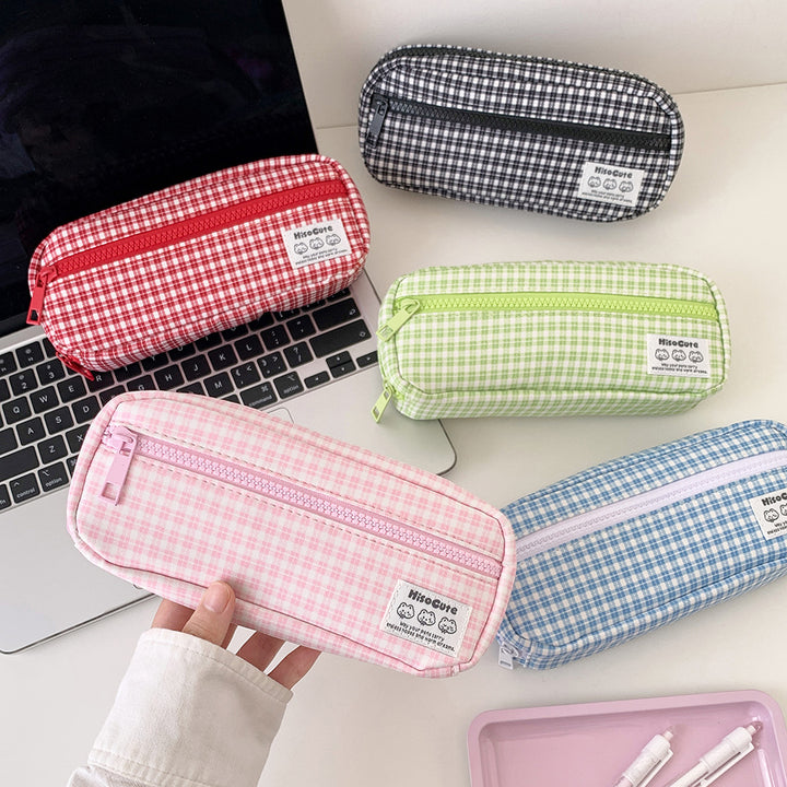 Stylish Gingham Checkered Pencil Case Kalsten