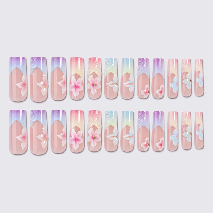 Acrylic nail set with colorful flower design and elegant accents Kalsten