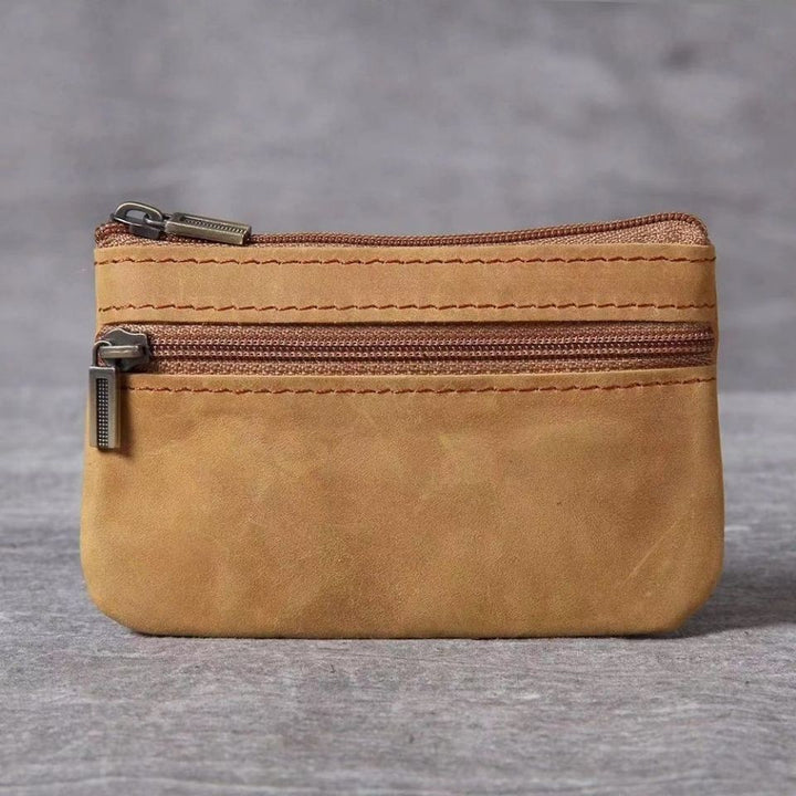 Compact Leather Zippered Coin Pouch Kalsten