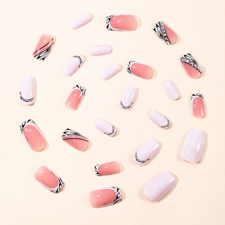 Stylish Zebra Print Acrylic Nail Art Extensions Kalsten