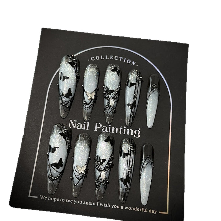 Artistic Butterfly-Embellished Press-On Nail Art Set