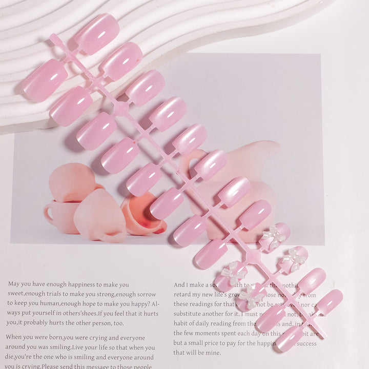 Charming Press-On Nail Set with Decorative Bow Accents Kalsten