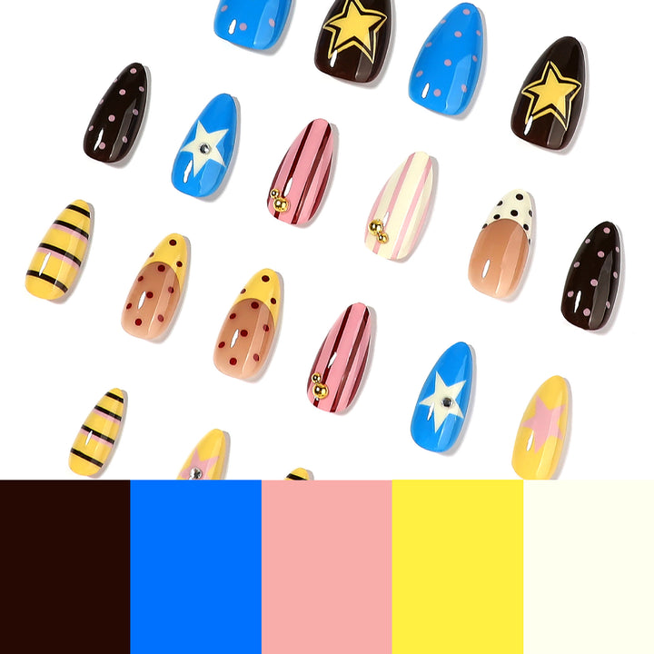 Creative artificial nails with playful patterns Kalsten