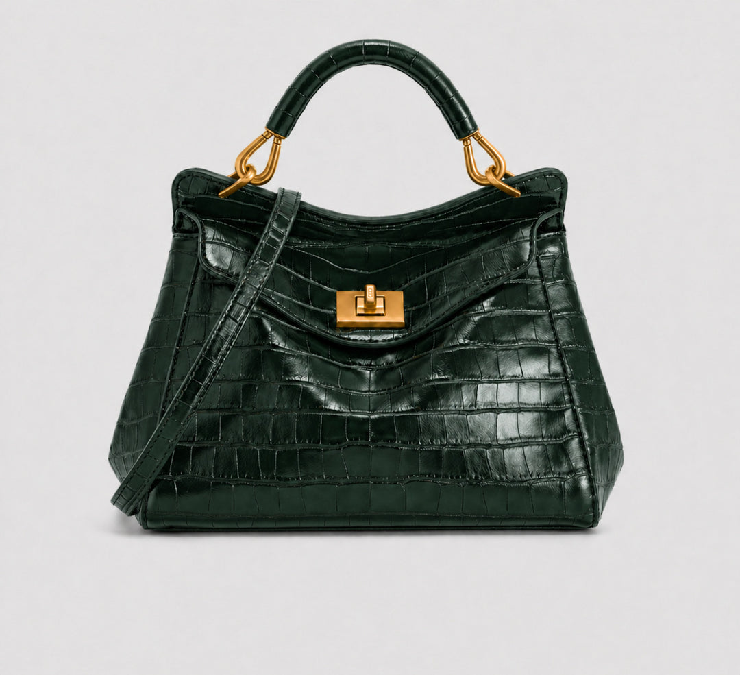 Classic Structured Crocodile Texture Handbag