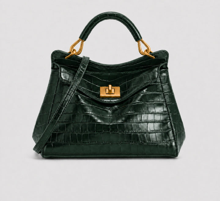 Classic Structured Crocodile Texture Handbag