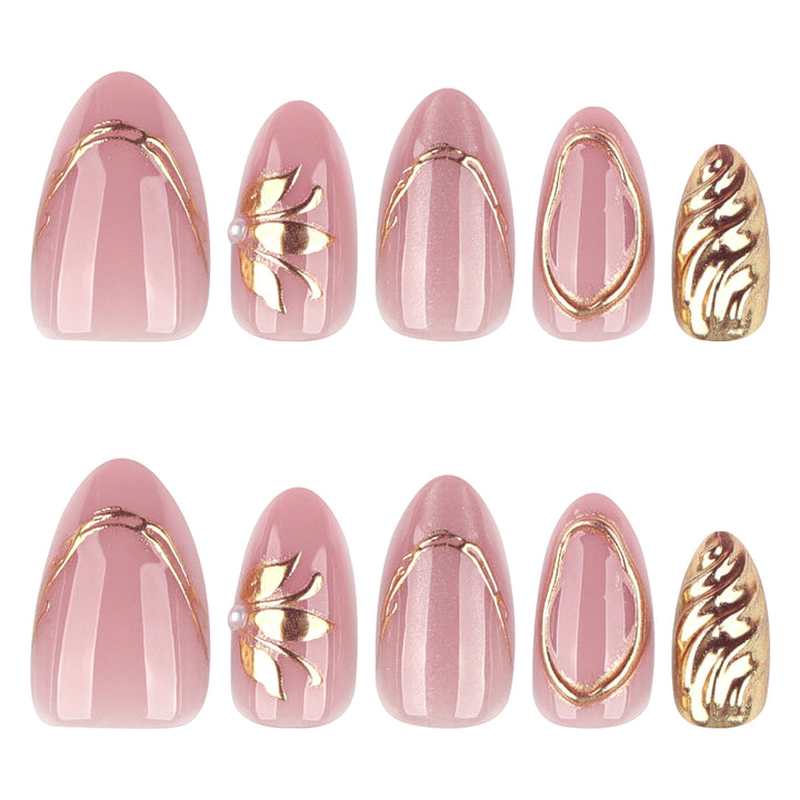 Elegant and artistic nail art with golden accents Kalsten