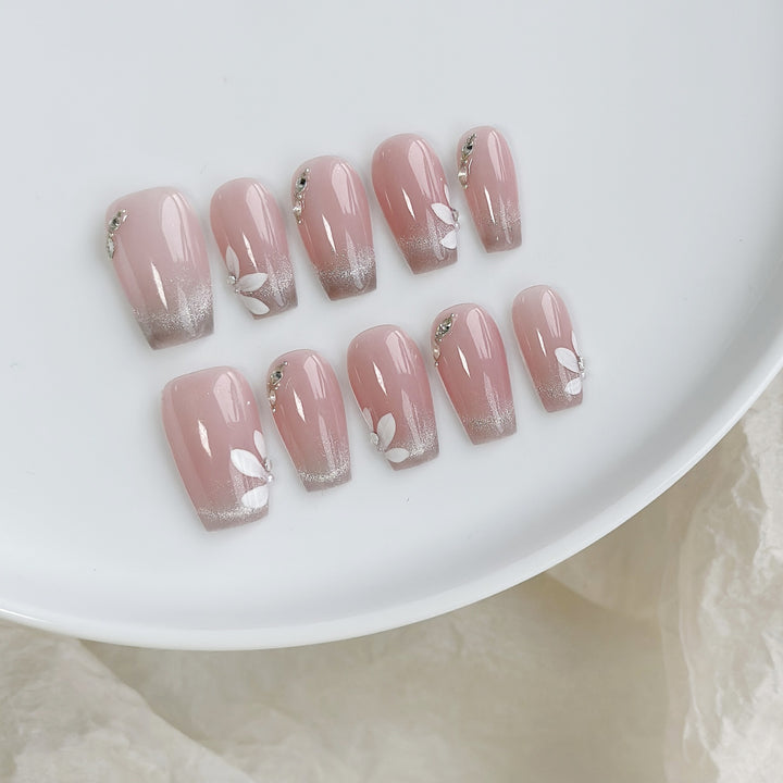 Artistic Press-On Nail Art Set with Heart and Celestial Designs