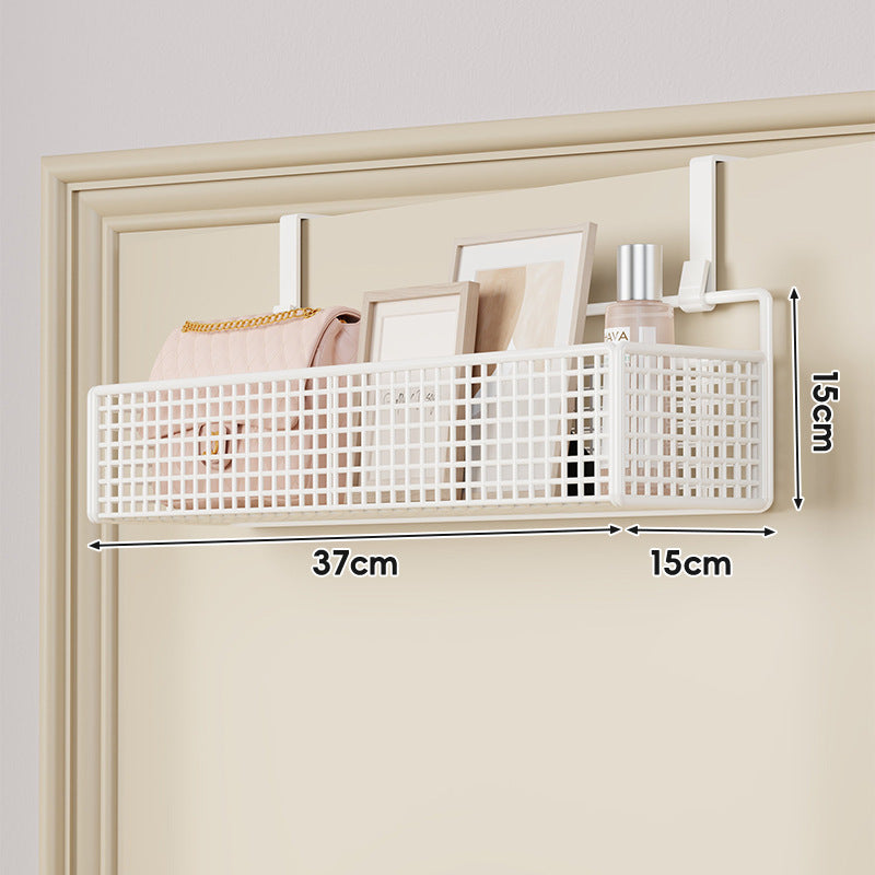 Over-Door Hanging Double-Tier Ventilated Mesh Storage Basket Organizer with Hooks
