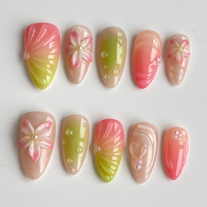 Decorative Floral Artisan Press-On Nails Kalsten