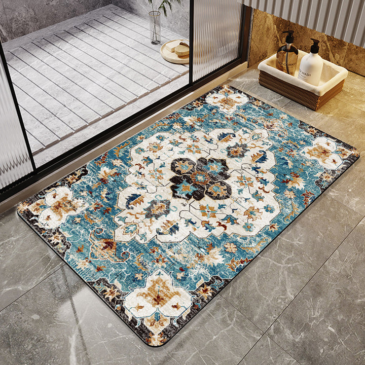 Floral Design Absorbent Bathroom Mat Kalsten