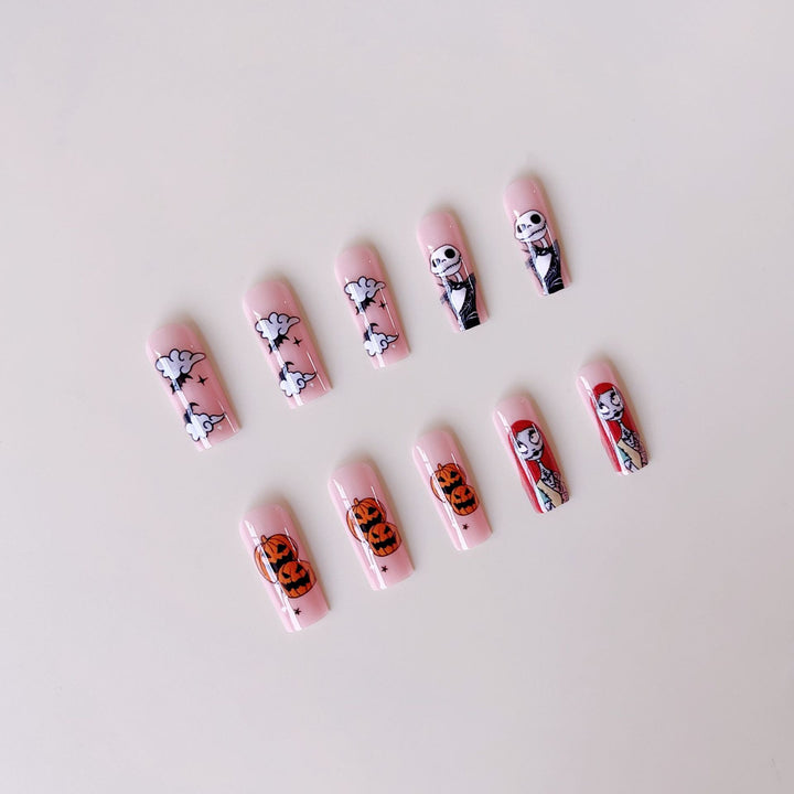 Acrylic nail set with Halloween motifs and creative 3D decorations Kalsten