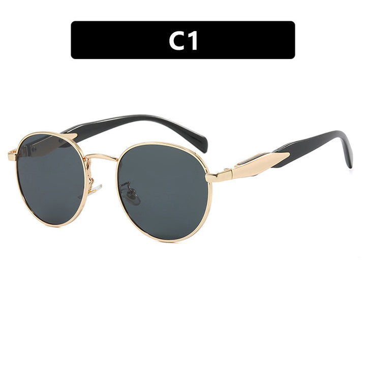 Women's round sunglasses with elegant golden frame and UV protection Kalsten