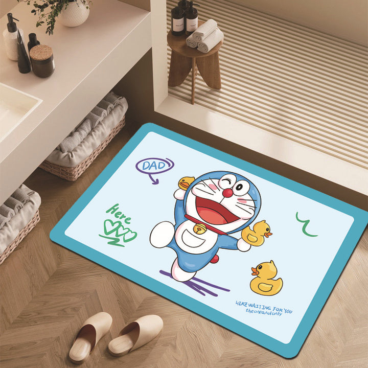 Cartoon Dinosaur-Themed Bathroom Mat