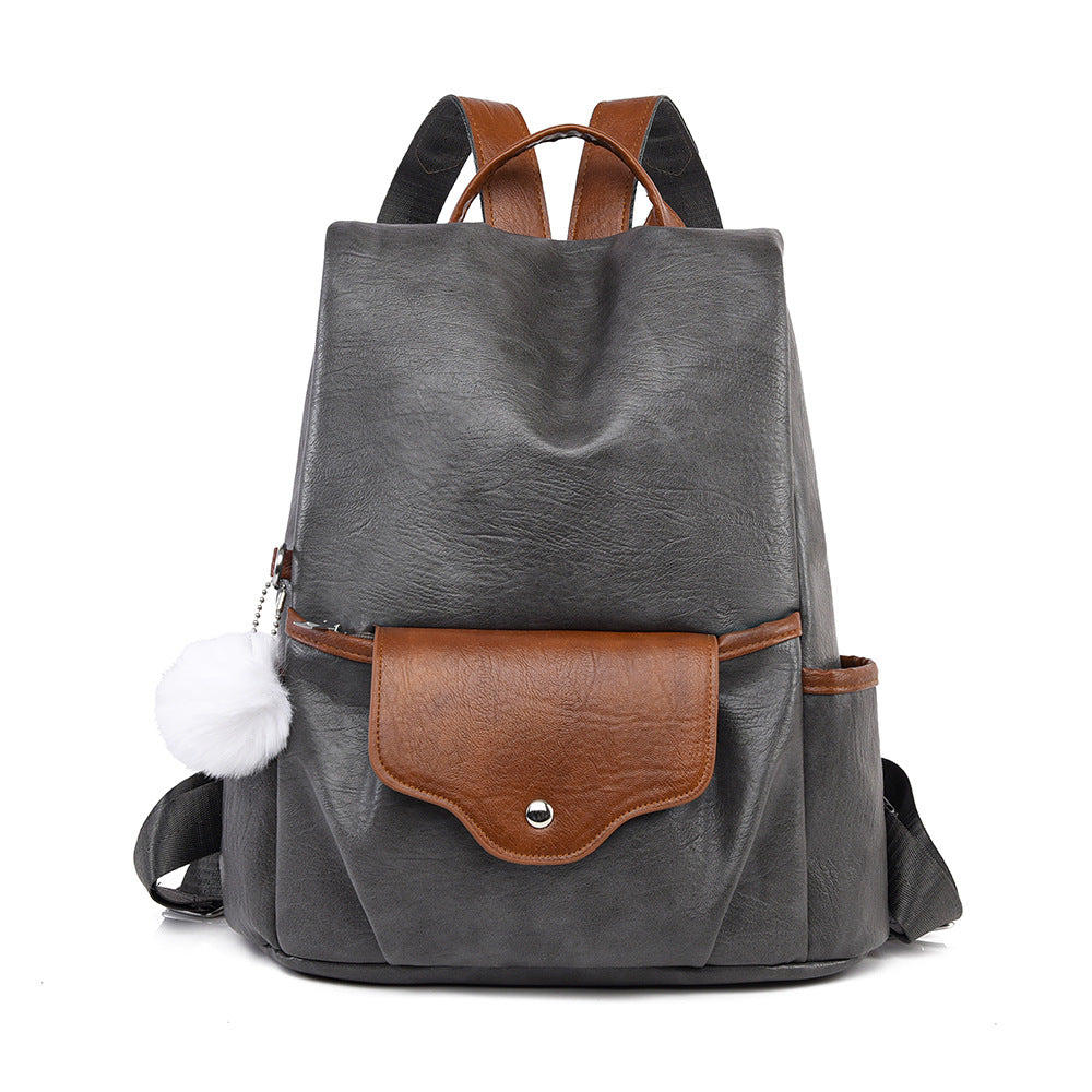 Versatile Casual Faux Leather Backpack