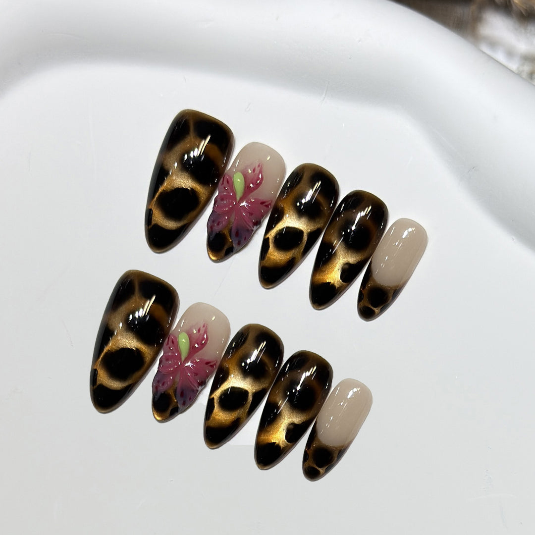 Artistic Stiletto Nail Tips with Floral Design Kalsten