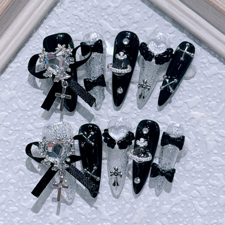 Ornate Gothic-Themed Press-On Nail Art Set
