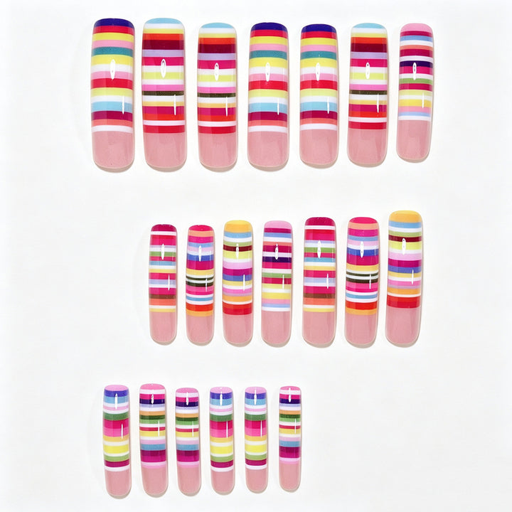 Colorful Striped Nail Art Tips Kalsten