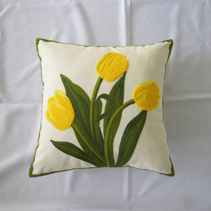 Flower Bouquet Embroidered Cushion