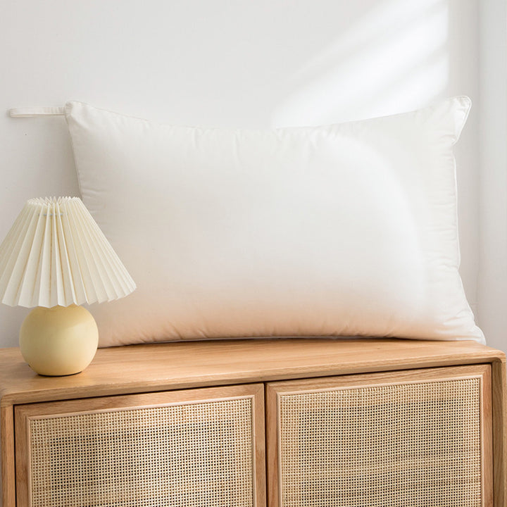 Comfort pillow with breathable microfiber filling and cotton percale cover