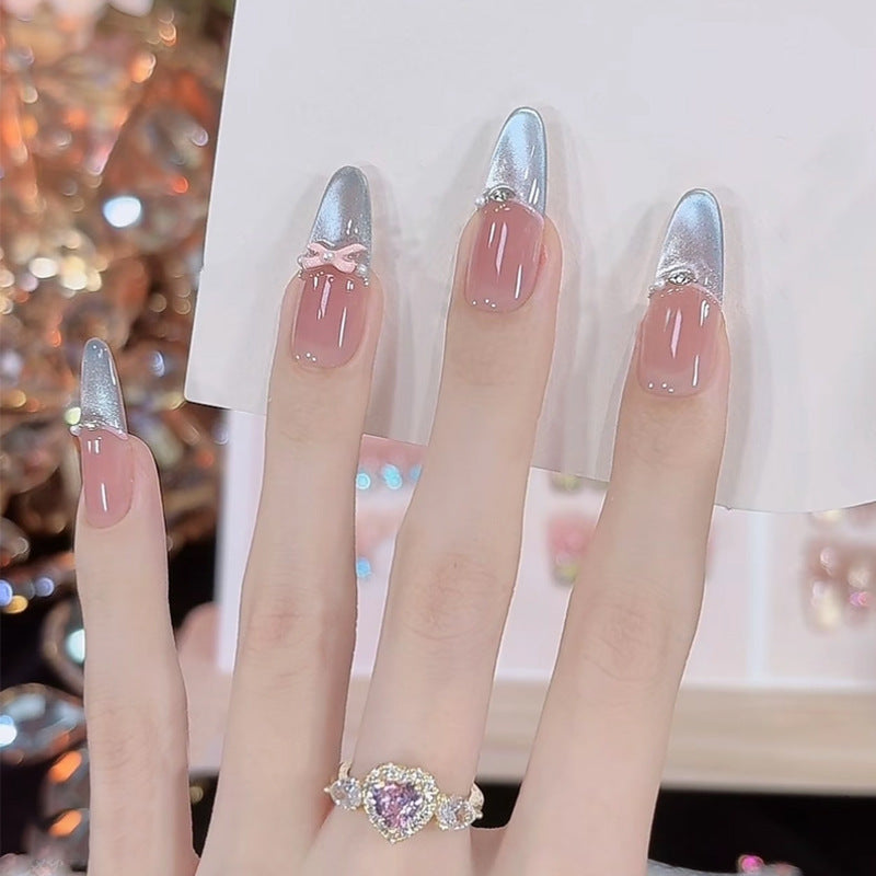 Artistic Stiletto Press-On Nail Set with Leopard Print and Bow Accents Kalsten