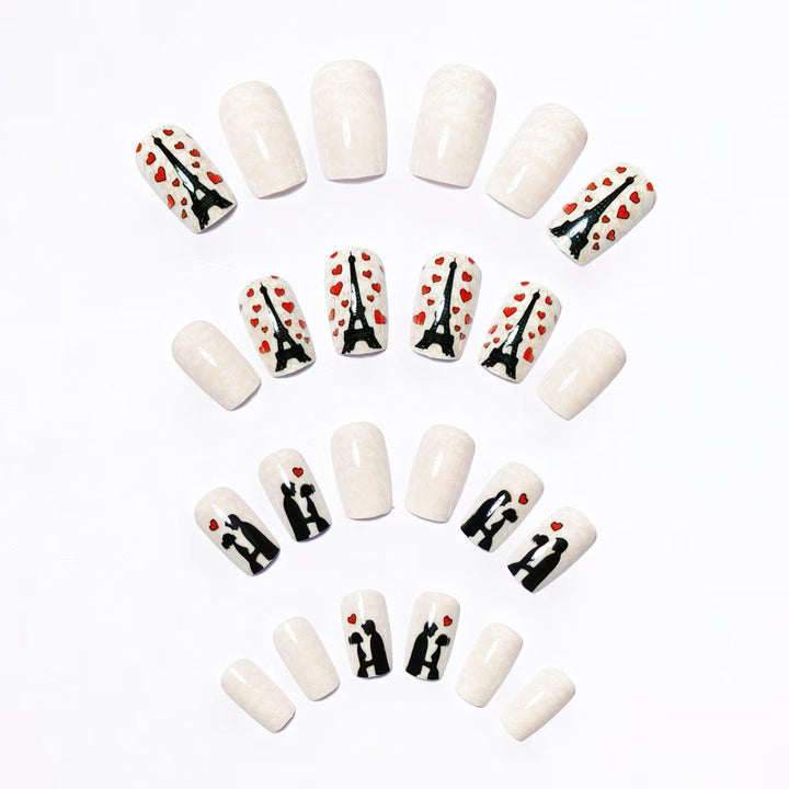 Artificials nails with Romantic Eiffel Tower design Kalsten