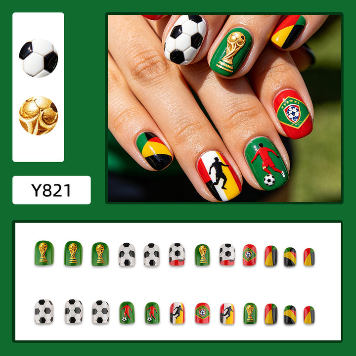 Creative Football Motif Fake Nails Kalsten
