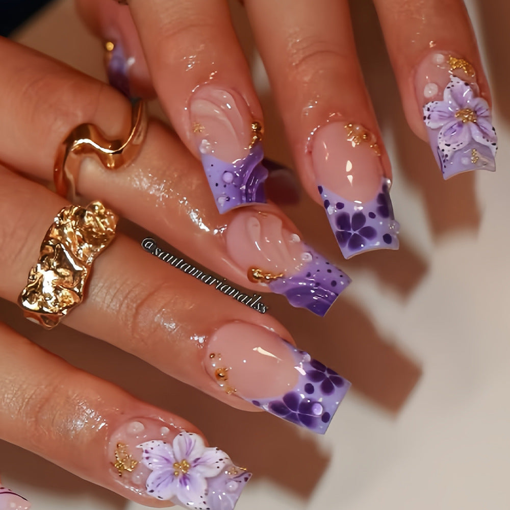 Artistic Floral Press-On Nail Design Kalsten